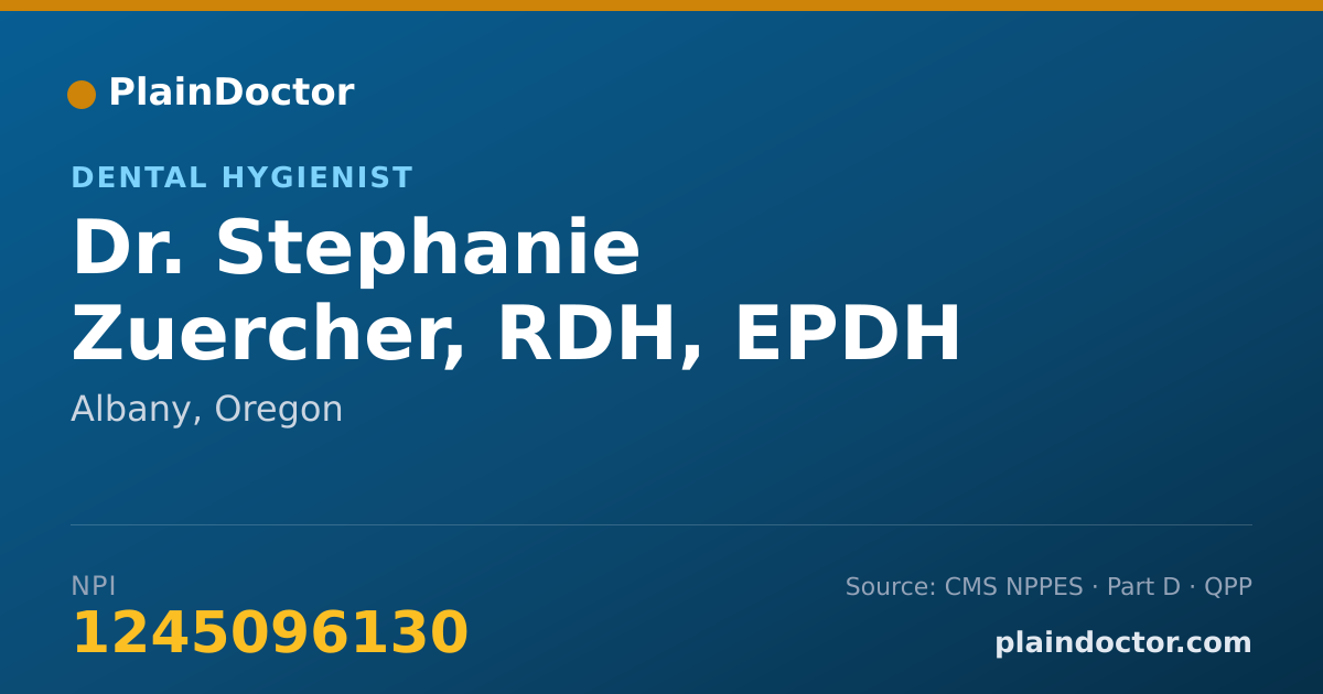 Shareable card for Stephanie Zuercher, RDH, EPDH - Dental Hygienist, Albany, OR