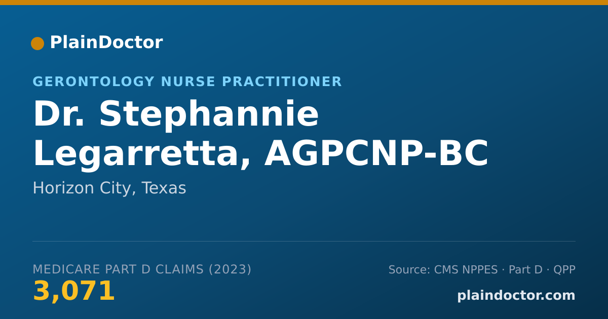 Shareable card for Stephannie Legarretta, AGPCNP-BC - Gerontology Nurse Practitioner, Horizon City, TX