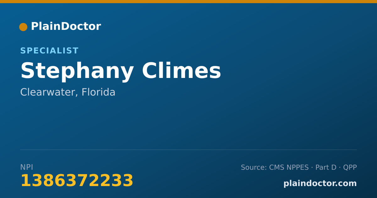 Shareable card for Stephany Climes - Specialist, Clearwater, FL