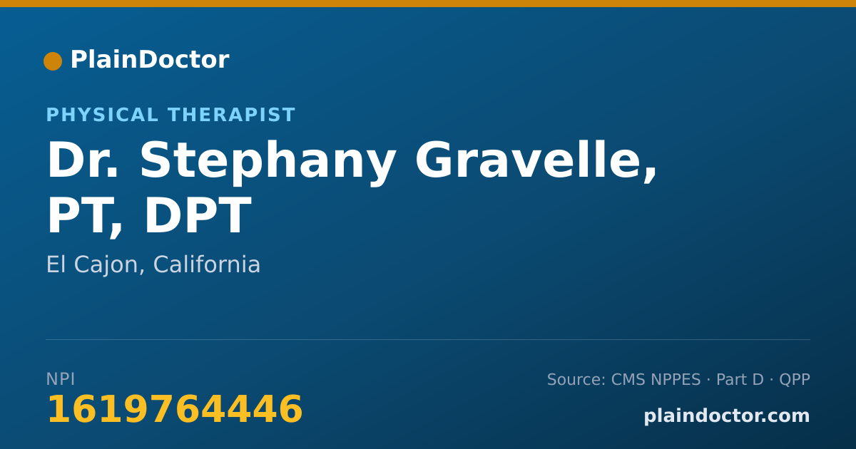 Shareable card for Stephany Gravelle, PT, DPT - Physical Therapist, El Cajon, CA