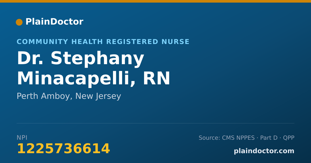Shareable card for Stephany Minacapelli, RN - Community Health Registered Nurse, Perth Amboy, NJ