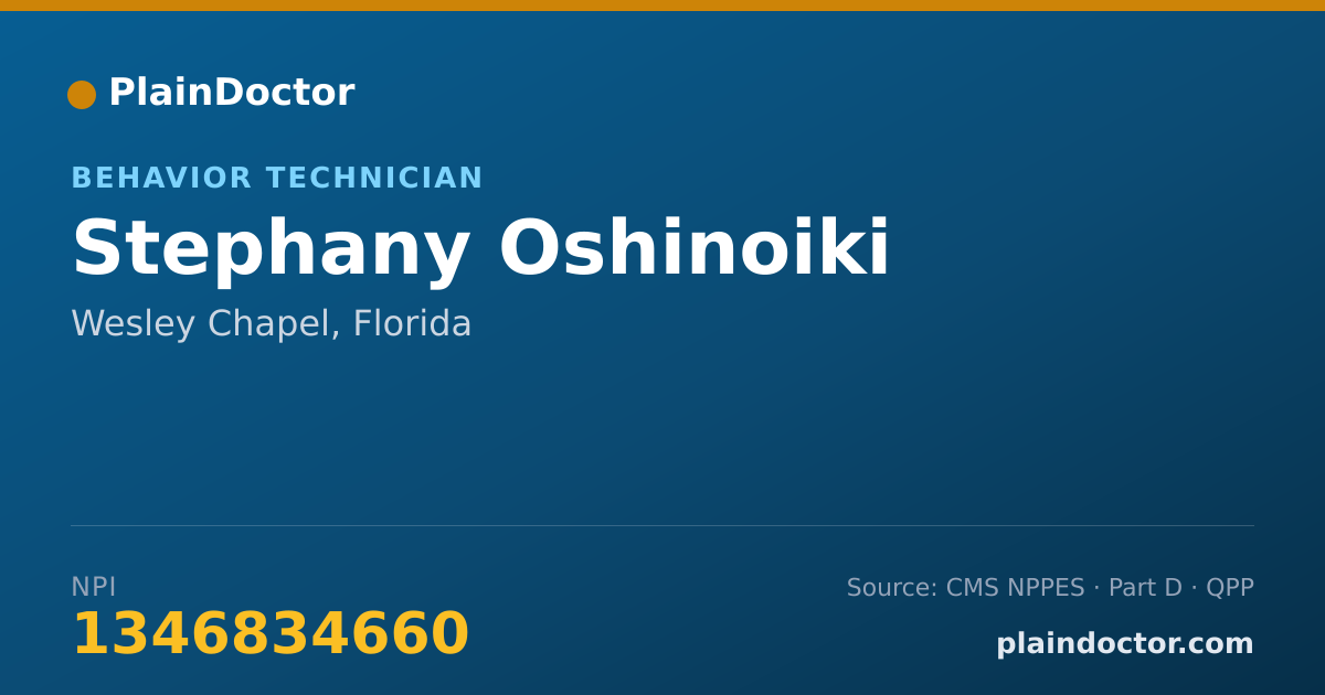 Shareable card for Stephany Oshinoiki - Behavior Technician, Wesley Chapel, FL