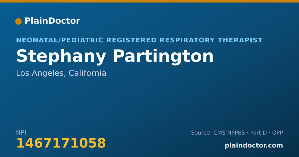 Shareable card for Stephany Partington - Neonatal/Pediatric Registered Respiratory Therapist, Los Angeles, CA
