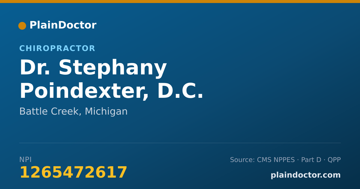 Shareable card for Stephany Poindexter, D.C. - Chiropractor, Battle Creek, MI