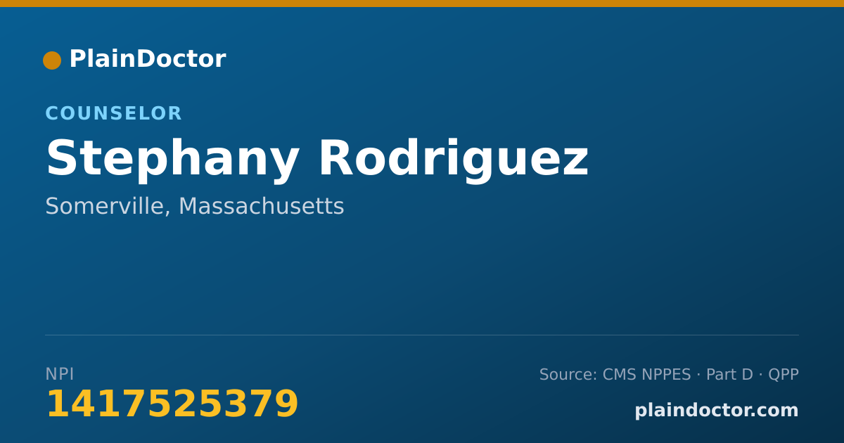 Shareable card for Stephany Rodriguez - Counselor, Somerville, MA