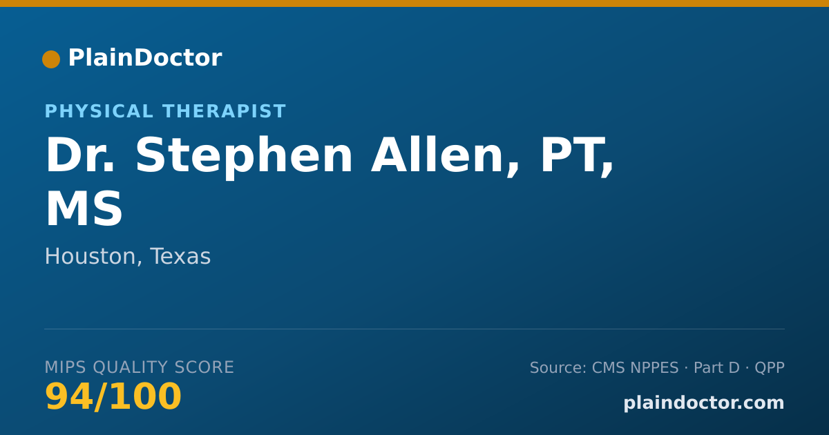 Shareable card for Stephen Allen, PT, MS - Physical Therapist, Houston, TX