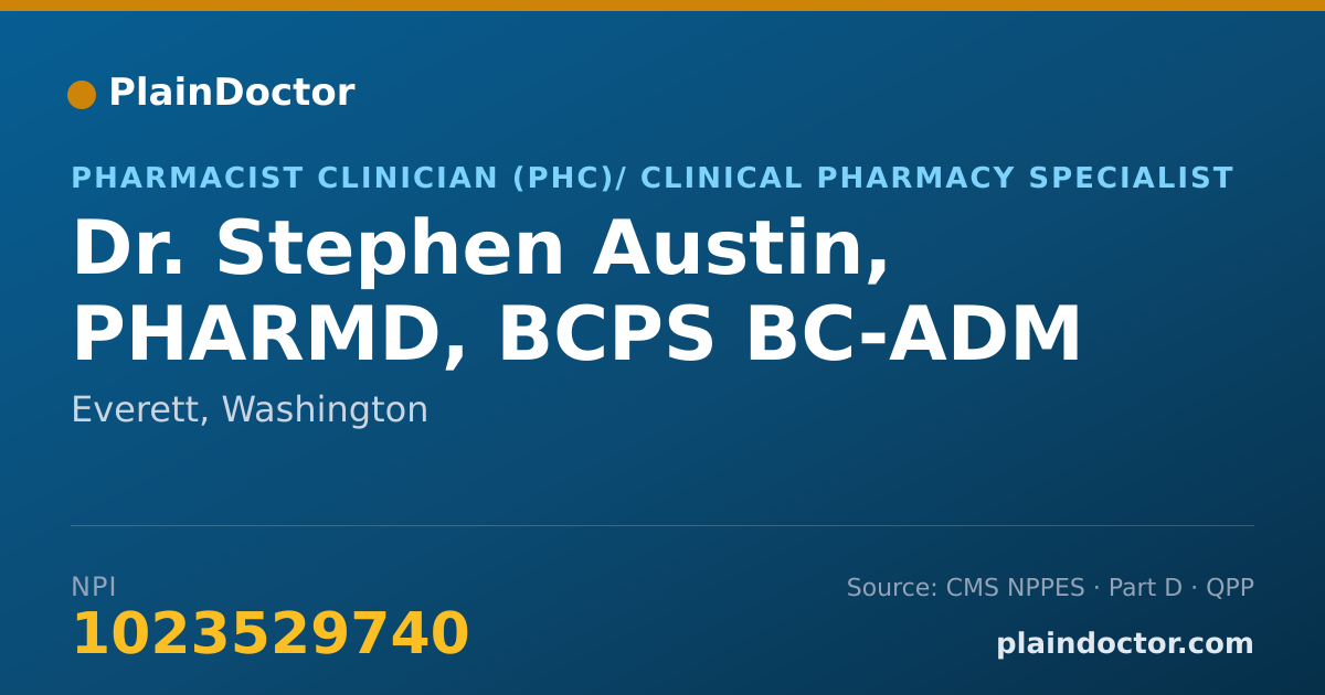 Shareable card for Stephen Austin, PHARMD, BCPS BC-ADM - Pharmacist, Everett, WA