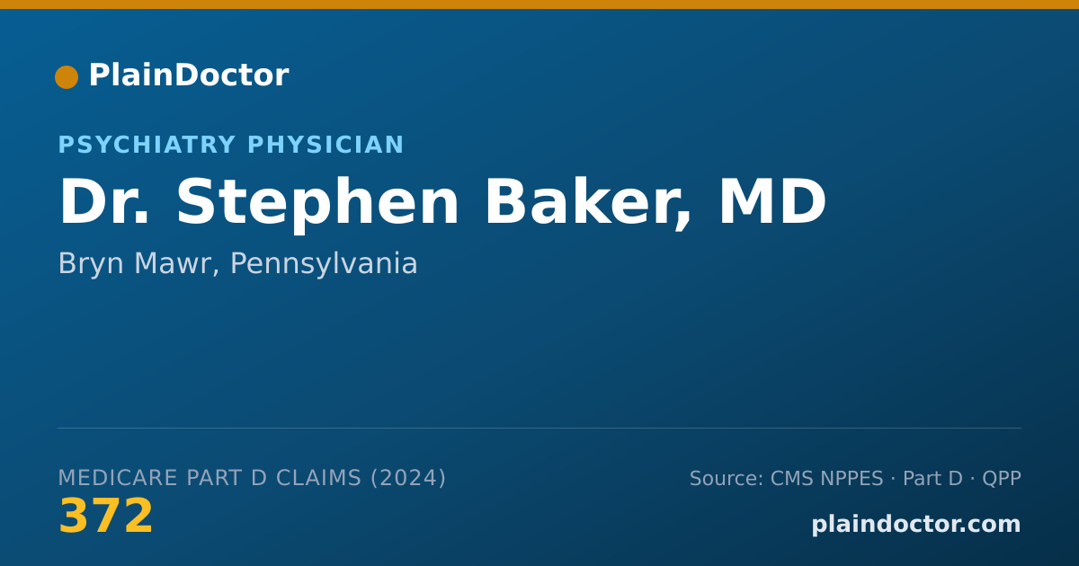 Shareable card for Stephen Baker, MD - Psychiatry Physician, Bryn Mawr, PA
