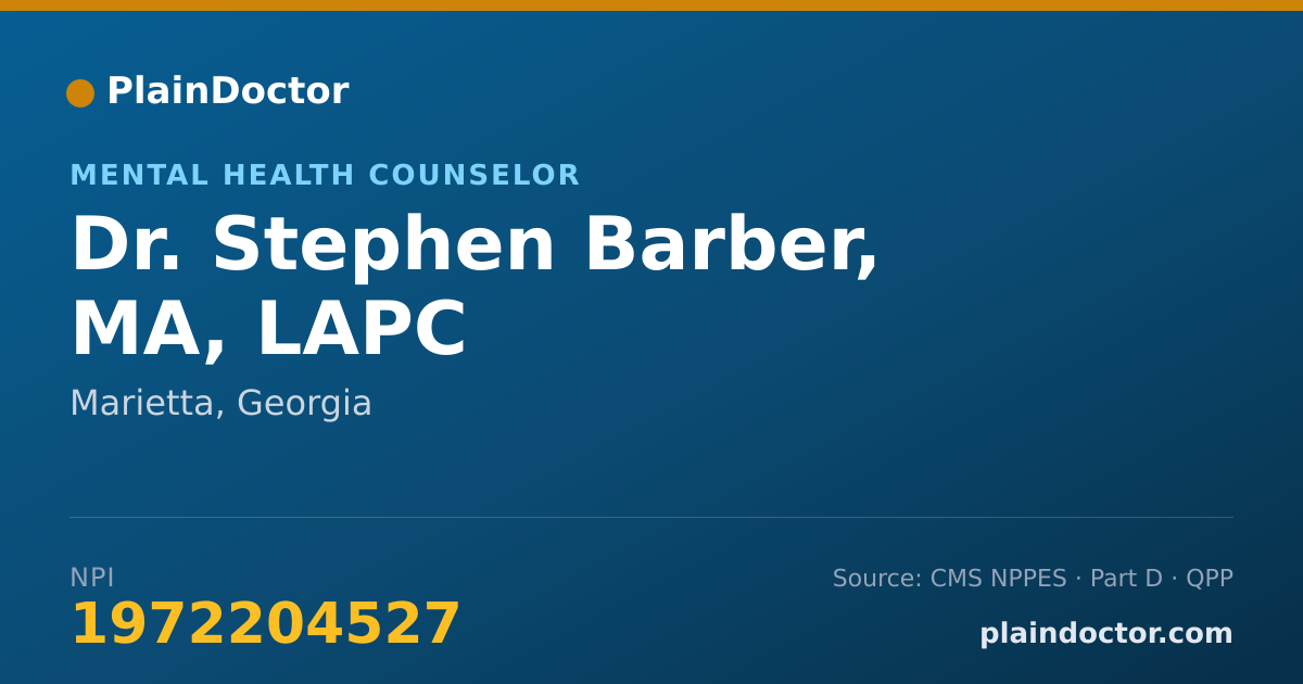 Shareable card for Stephen Barber, MA, LAPC - Mental Health Counselor, Marietta, GA
