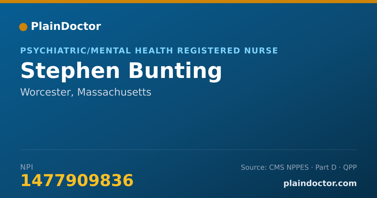 Shareable card for Stephen Bunting - Psychiatric/Mental Health Registered Nurse, Worcester, MA