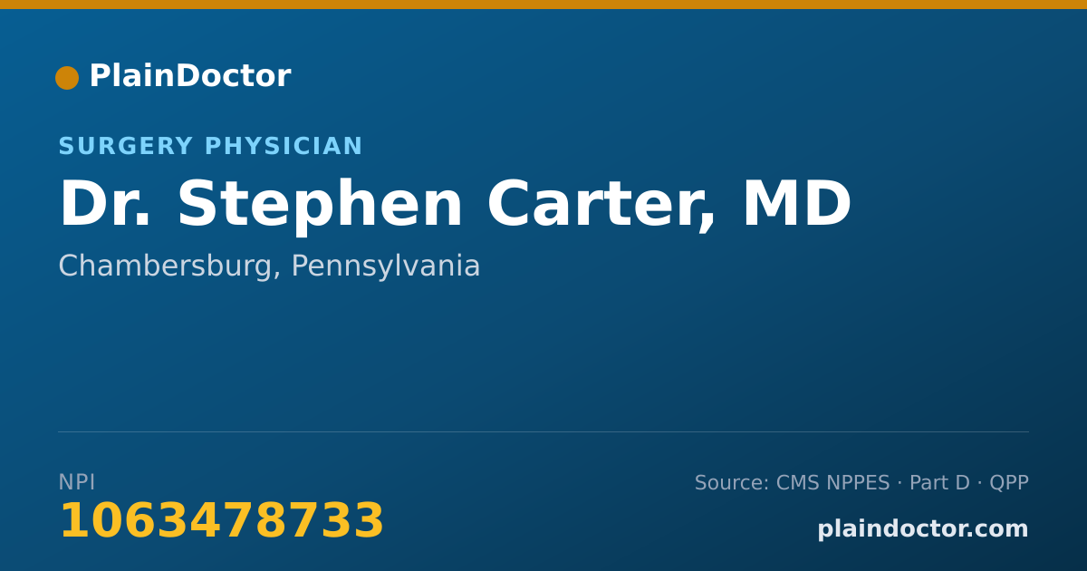Shareable card for Stephen Carter, MD - Surgery Physician, Chambersburg, PA