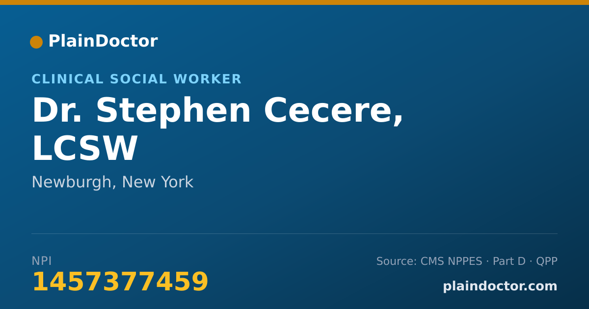 Shareable card for Stephen Cecere, LCSW - Clinical Social Worker, Newburgh, NY