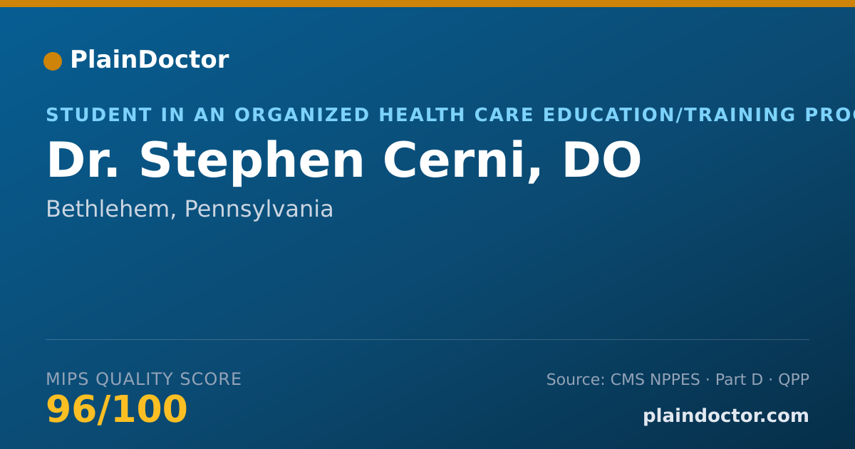 Shareable card for Stephen Cerni, DO - Student in an Organized Health Care Education/Training Program, Bethlehem, PA