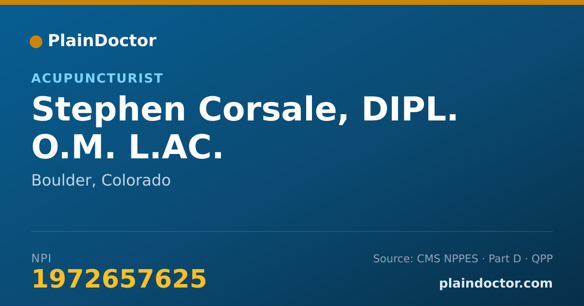 Shareable card for Stephen Corsale, DIPL. O.M.  L.AC. - Acupuncturist, Boulder, CO