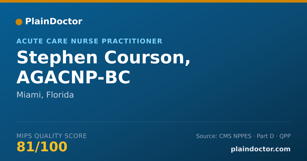 Shareable card for Stephen Courson, AGACNP-BC - Acute Care Nurse Practitioner, Miami, FL