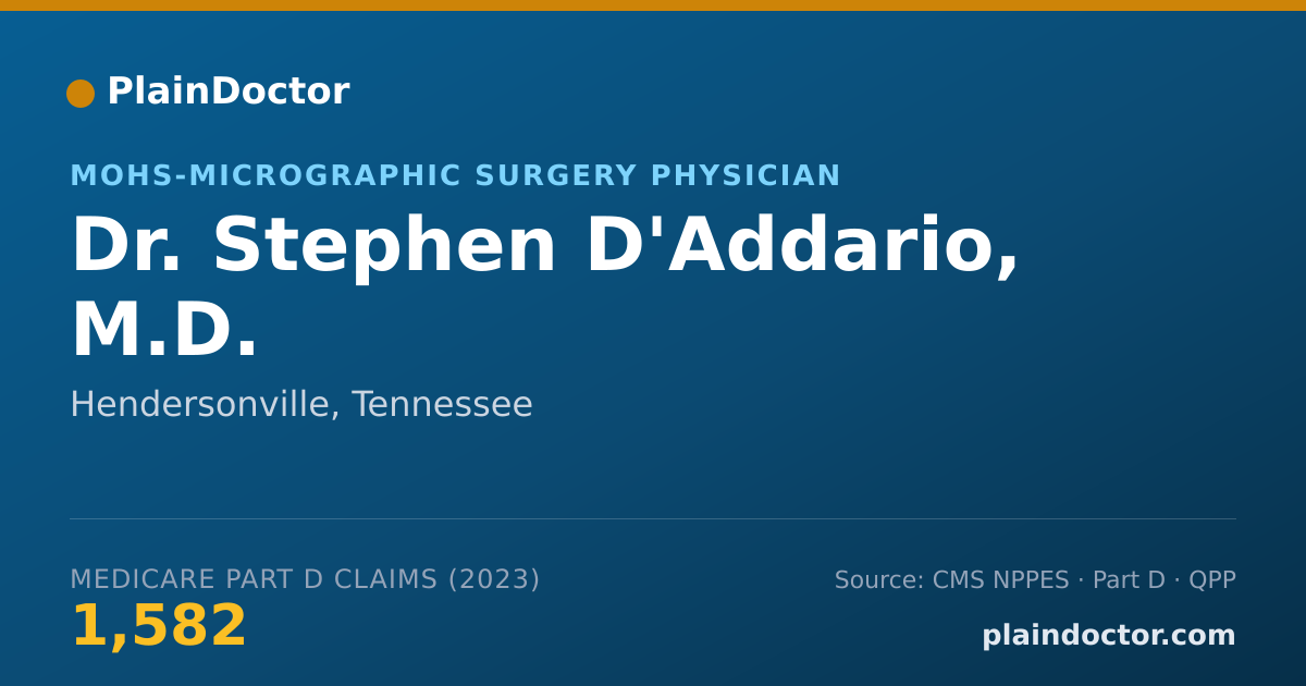 Shareable card for Stephen D'Addario, M.D. - MOHS-Micrographic Surgery Physician, Hendersonville, TN