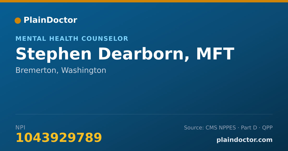 Shareable card for Stephen Dearborn, MFT - Mental Health Counselor, Bremerton, WA