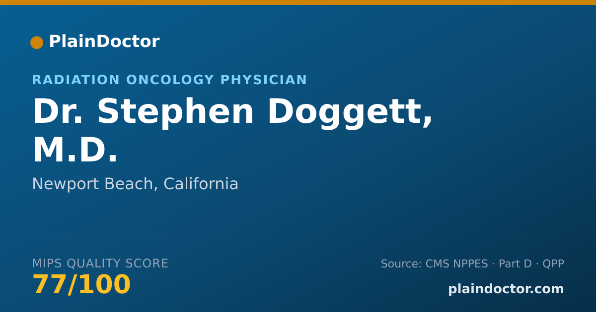 Shareable card for Stephen Doggett, M.D. - Radiation Oncology Physician, Newport Beach, CA