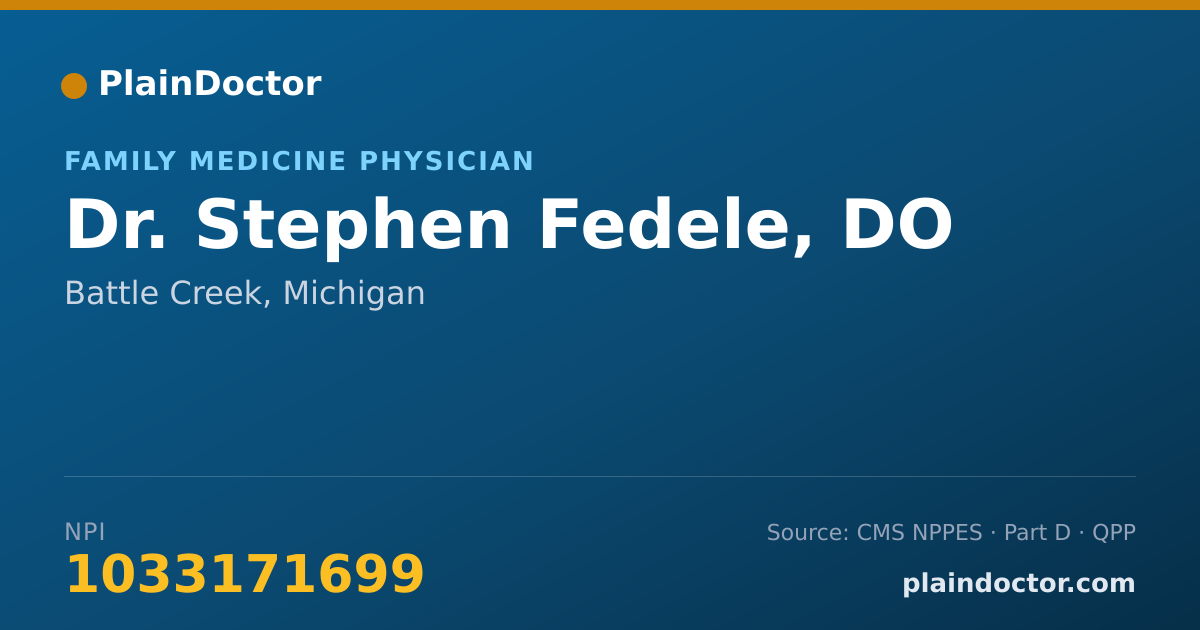 Shareable card for Stephen Fedele, DO - Family Medicine Physician, Battle Creek, MI