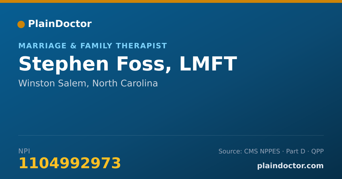 Shareable card for Stephen Foss, LMFT - Marriage & Family Therapist, Winston Salem, NC