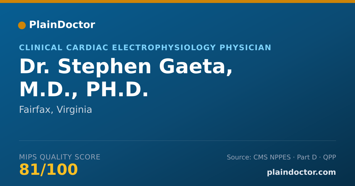 Shareable card for Stephen Gaeta, M.D., PH.D. - Clinical Cardiac Electrophysiology Physician, Fairfax, VA