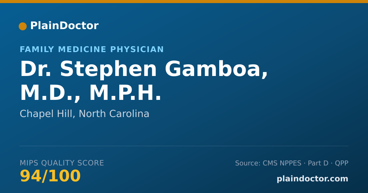 Shareable card for Stephen Gamboa, M.D., M.P.H. - Family Medicine Physician, Chapel Hill, NC
