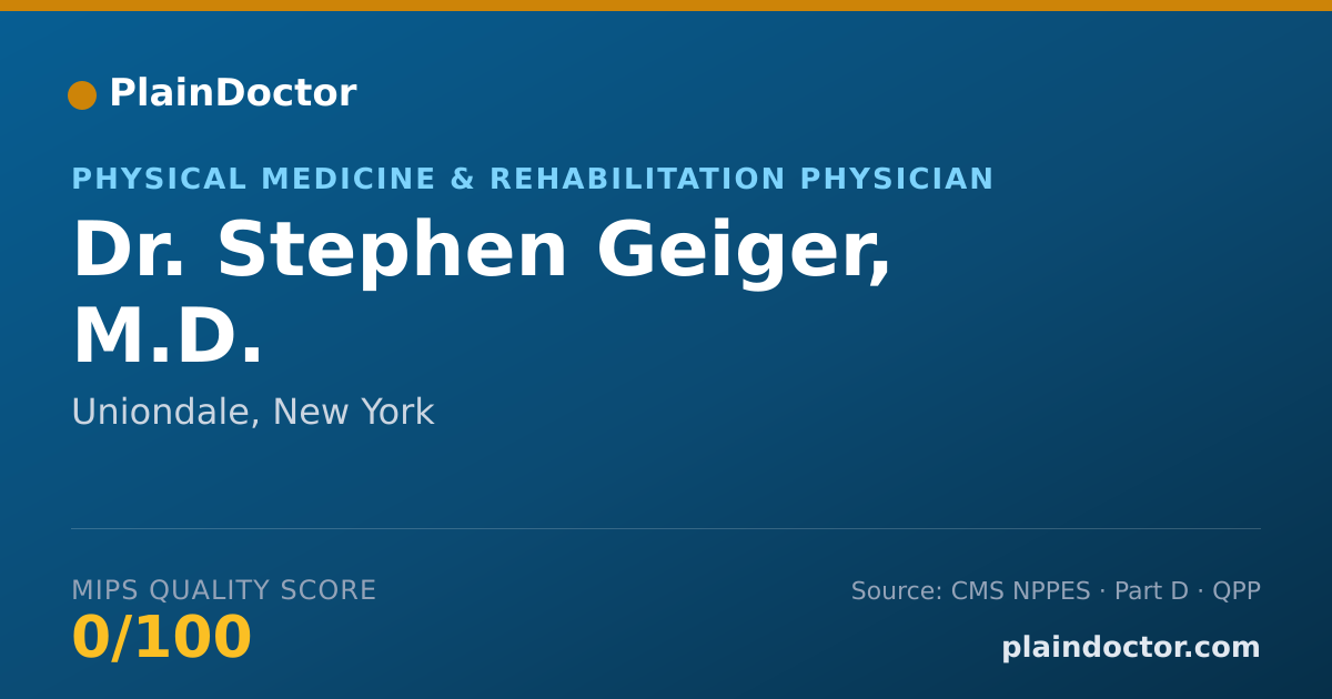 Shareable card for Stephen Geiger, M.D. - Physical Medicine & Rehabilitation Physician, Uniondale, NY