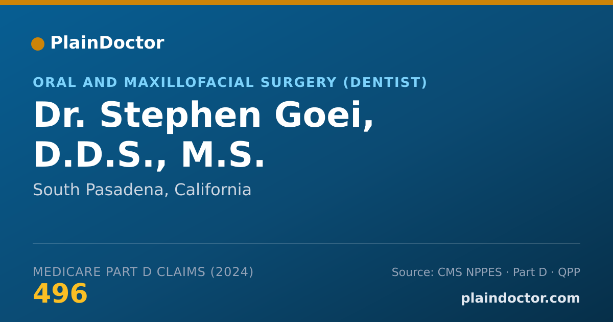 Shareable card for Stephen Goei, D.D.S., M.S. - Oral and Maxillofacial Surgery (Dentist), South Pasadena, CA