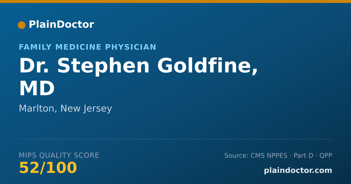 Shareable card for Stephen Goldfine, MD - Family Medicine Physician, Marlton, NJ