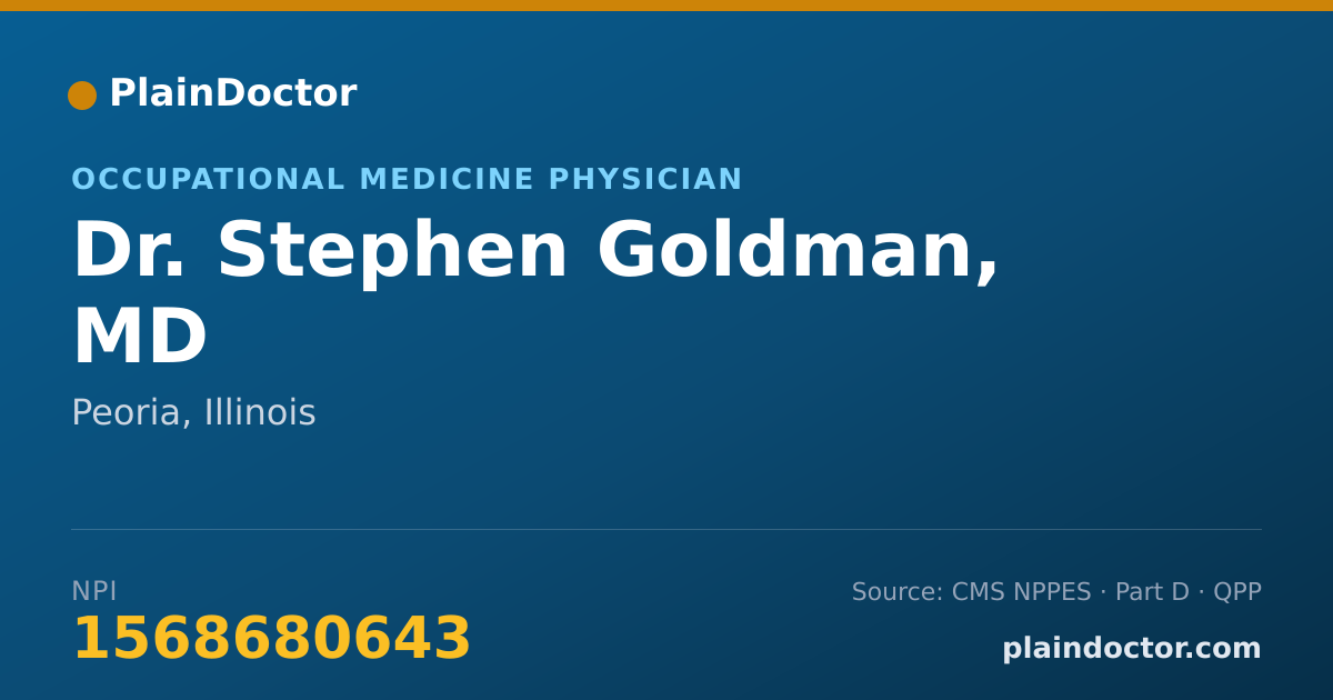 Shareable card for Stephen Goldman, MD - Occupational Medicine Physician, Peoria, IL