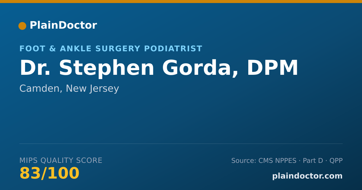 Shareable card for Stephen Gorda, DPM - Podiatrist, Camden, NJ