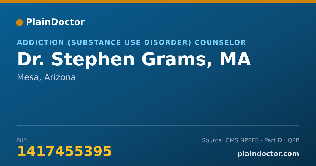 Shareable card for Stephen Grams, MA - Addiction (Substance Use Disorder) Counselor, Mesa, AZ