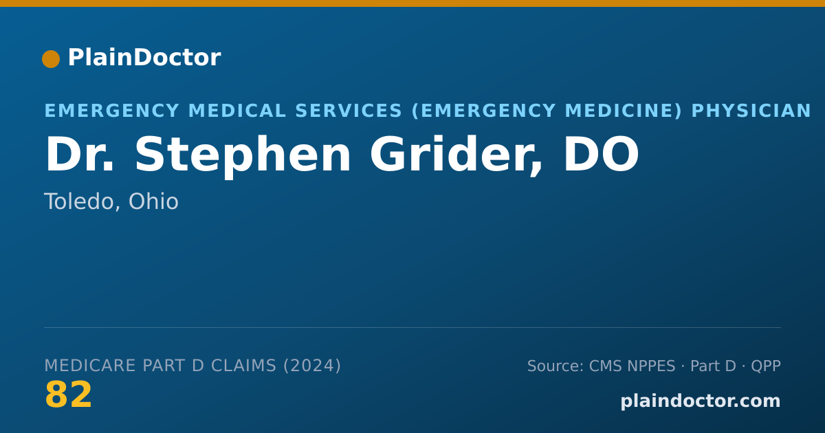Shareable card for Stephen Grider, DO - Emergency Medical Services (Emergency Medicine) Physician, Toledo, OH