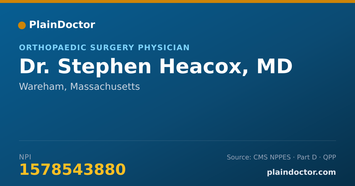 Shareable card for Stephen Heacox, MD - Orthopaedic Surgery Physician, Wareham, MA