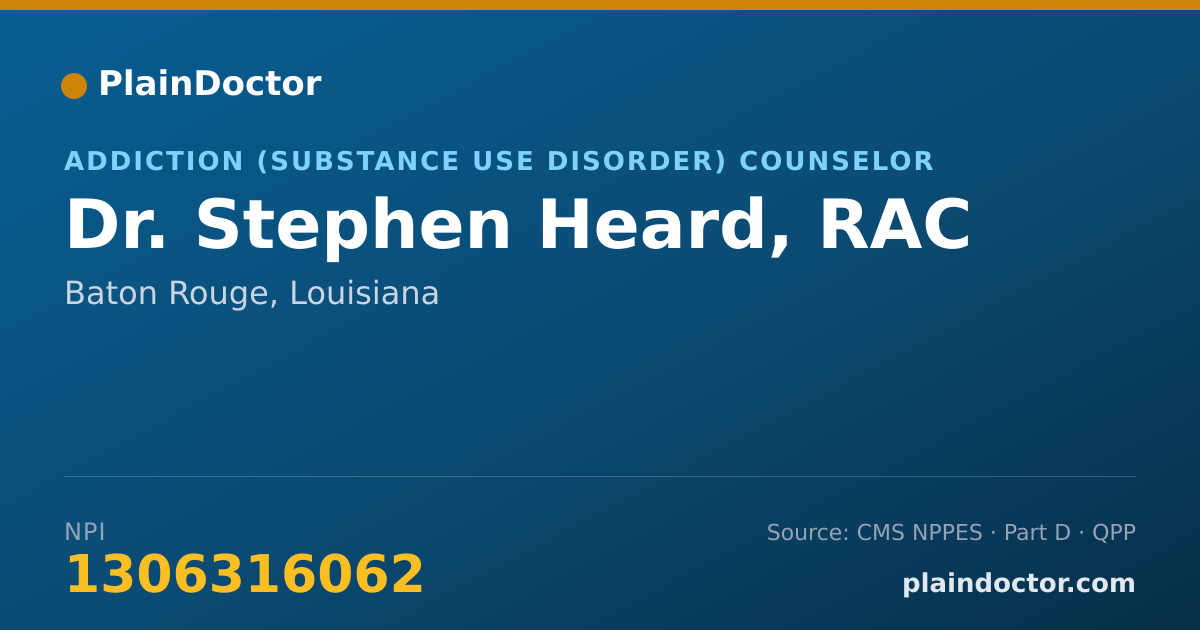 Shareable card for Stephen Heard, RAC - Addiction (Substance Use Disorder) Counselor, Baton Rouge, LA