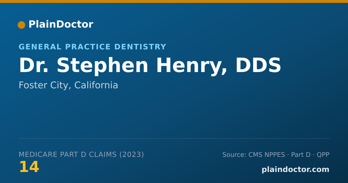 Shareable card for Stephen Henry, DDS - General Practice Dentistry, Foster City, CA