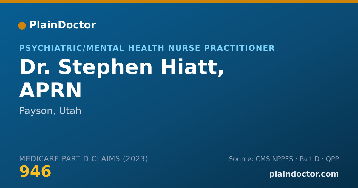 Shareable card for Stephen Hiatt, APRN - Psychiatric/Mental Health Nurse Practitioner, Payson, UT