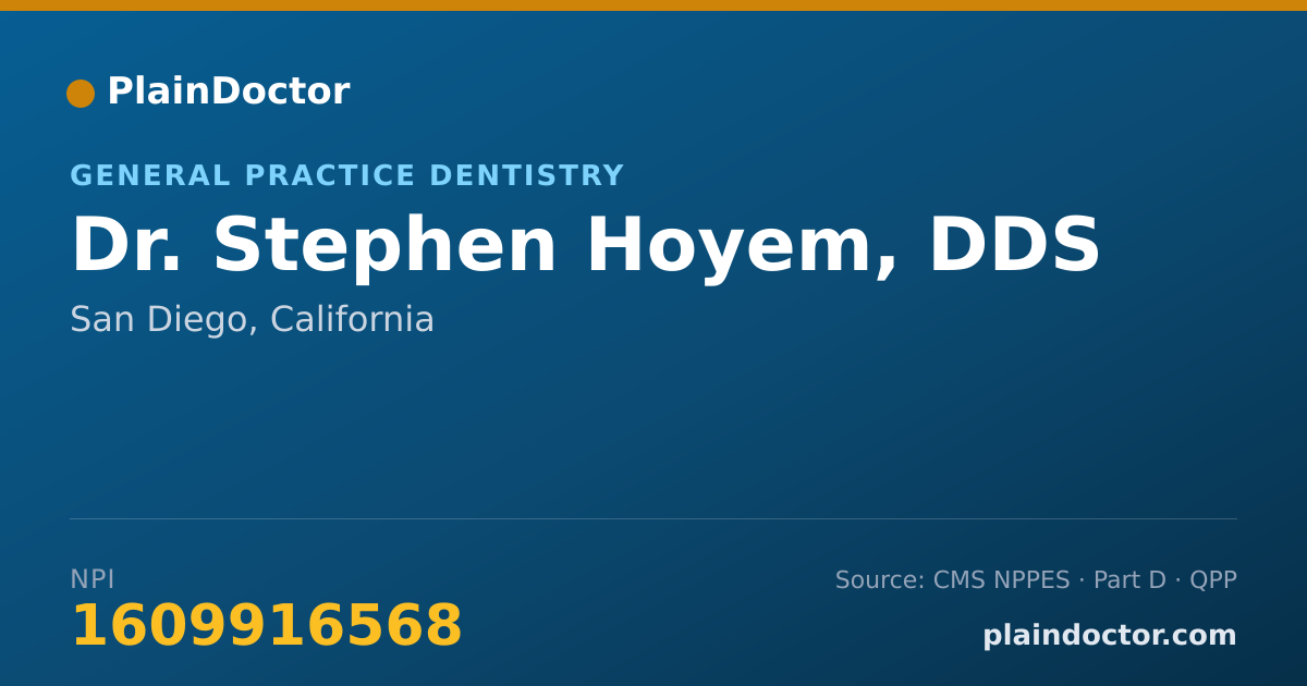 Shareable card for Stephen Hoyem, DDS - General Practice Dentistry, San Diego, CA