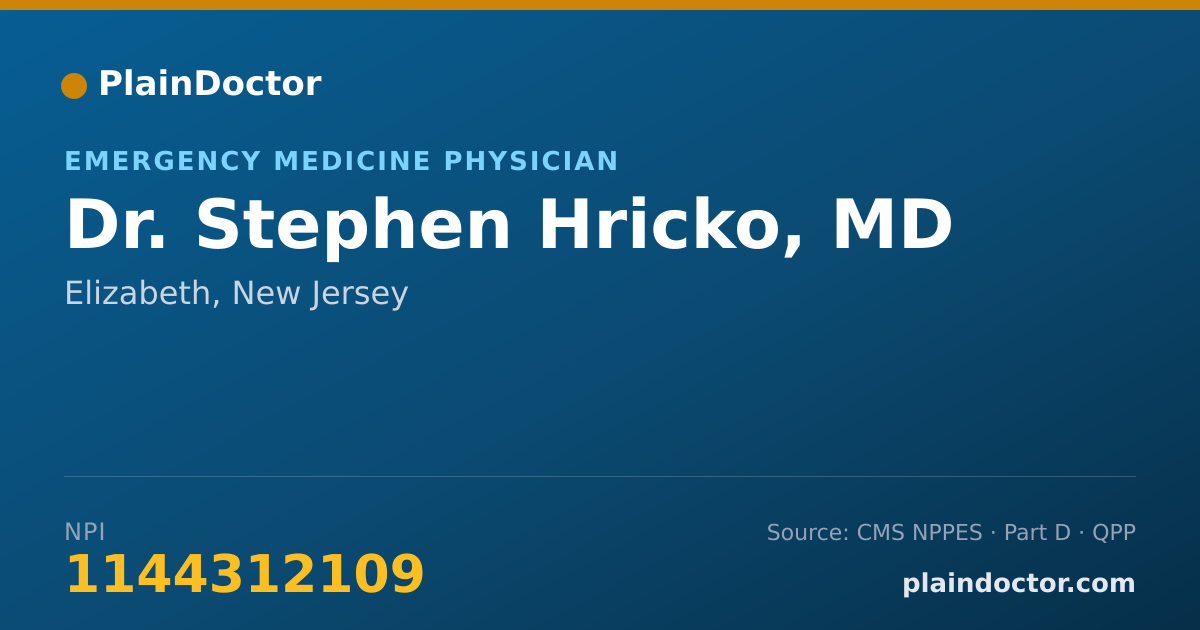 Shareable card for Stephen Hricko, MD - Emergency Medicine Physician, Elizabeth, NJ