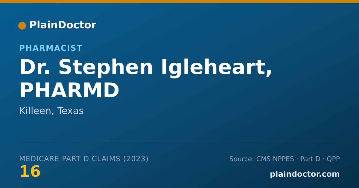 Shareable card for Stephen Igleheart, PHARMD - Pharmacist, Killeen, TX
