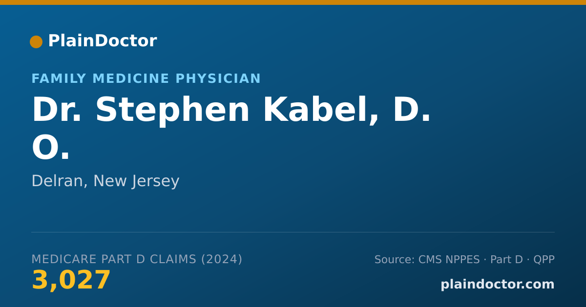Shareable card for Stephen Kabel, D. O. - Family Medicine Physician, Delran, NJ