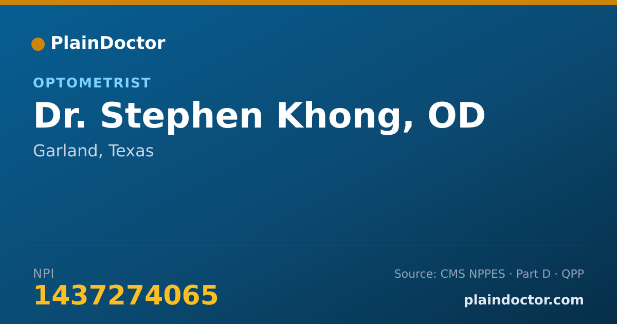 Shareable card for Stephen Khong, OD - Optometrist, Garland, TX