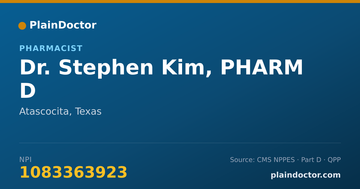 Shareable card for Stephen Kim, PHARM D - Pharmacist, Atascocita, TX