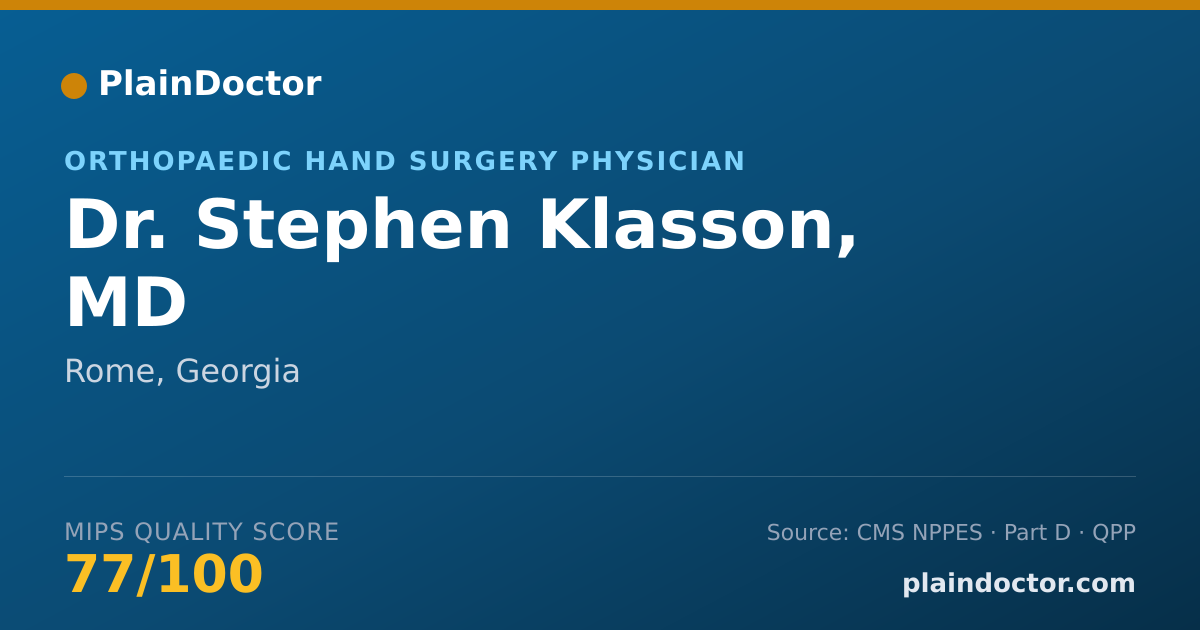 Shareable card for Stephen Klasson, MD - Orthopaedic Hand Surgery Physician, Rome, GA