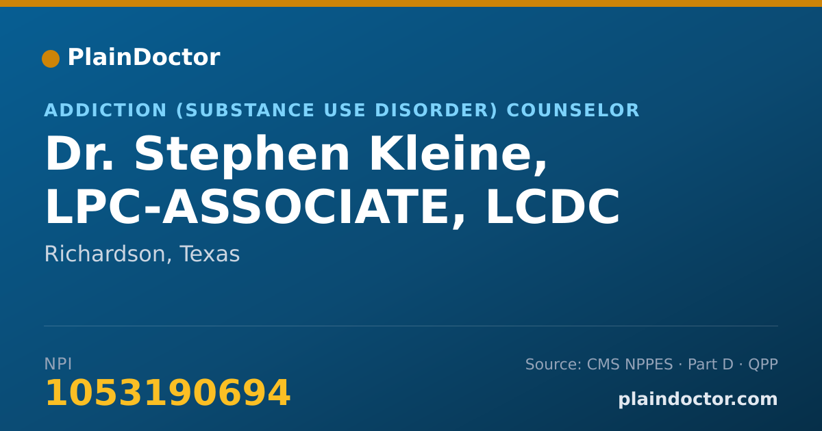 Shareable card for Stephen Kleine, LPC-ASSOCIATE, LCDC - Addiction (Substance Use Disorder) Counselor, Richardson, TX