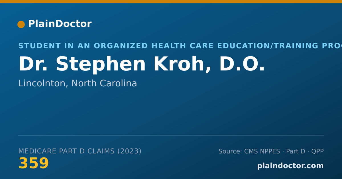 Shareable card for Stephen Kroh, D.O. - Student in an Organized Health Care Education/Training Program, Lincolnton, NC