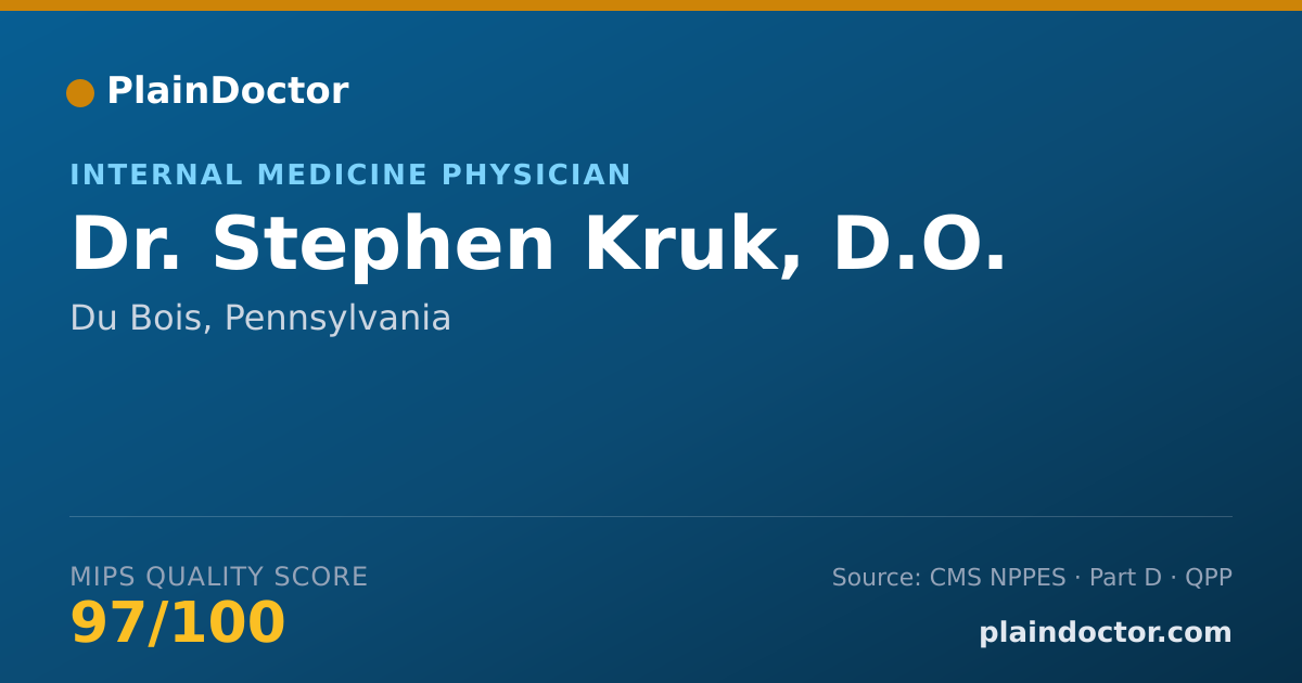 Shareable card for Stephen Kruk, D.O. - Internal Medicine Physician, Du Bois, PA