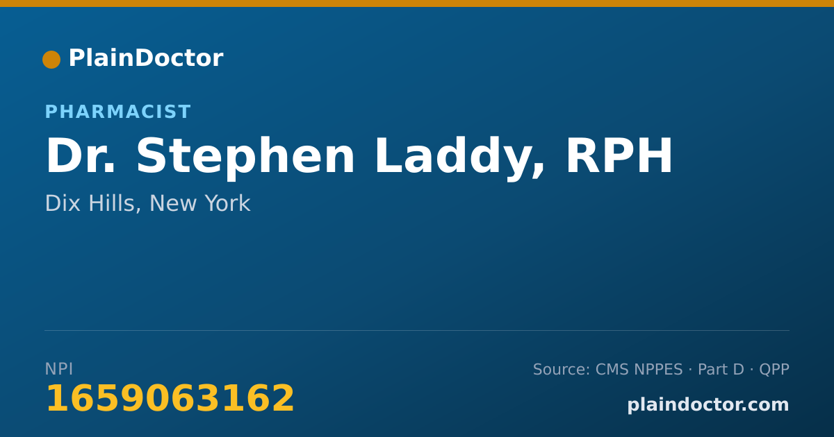 Shareable card for Stephen Laddy, RPH - Pharmacist, Dix Hills, NY