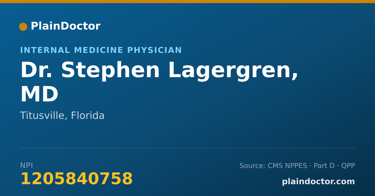 Shareable card for Stephen Lagergren, MD - Internal Medicine Physician, Titusville, FL