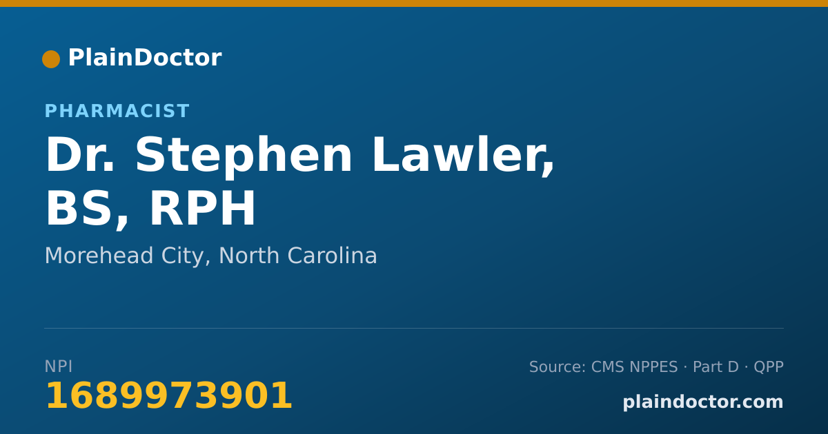 Shareable card for Stephen Lawler, BS, RPH - Pharmacist, Morehead City, NC